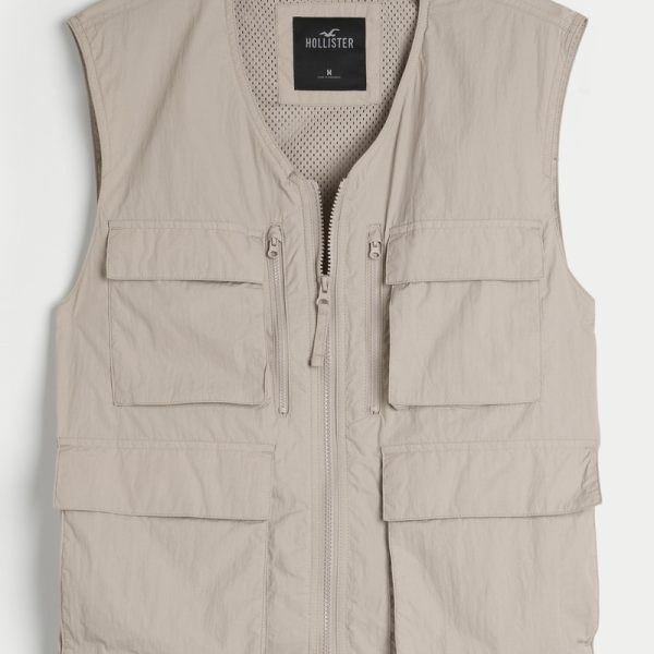 Mesh-Lined Festival Vest - tan