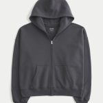 Oversized Zip-Up Hoodie - charcoal gray