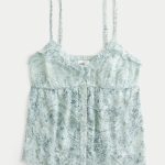 Easy Chiffon Babydoll Top - mint green floral