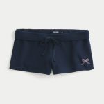 Side Stripe Fleece Mini Shorts - navy blue