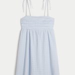 Babydoll Tie-Strap Mini Dress - dusk blue