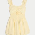 Flutter Sleeve Romper - butter yellow