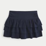 Tiered Ruffle Mini Skort - navy blue