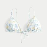 Embellished Triangle Bikini Top - white floral