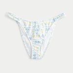 Double Strap Cheeky Bikini Bottom - white floral