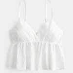 Easy Paisley Pattern Babydoll Top - cloud white