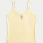 Ribbed Rabbit Graphic Cami - butter yellow