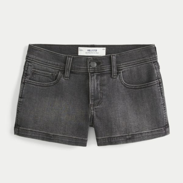 Low-Rise Light Wash Denim Shortie Shorts - washed black