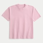 Boxy Heavyweight Washed Crew T-Shirt - pink