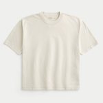 Boxy Heavyweight Crop Crew T-Shirt - cream