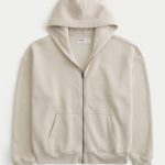 Boxy Zip-Up Hoodie - washed cream