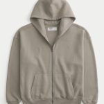 Boxy Zip-Up Hoodie - tan