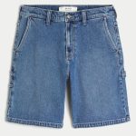 Washed Black Baggy Denim Shorts - medium