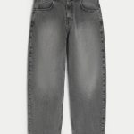Washed Black Skater Baggy Jeans - washed dark gray