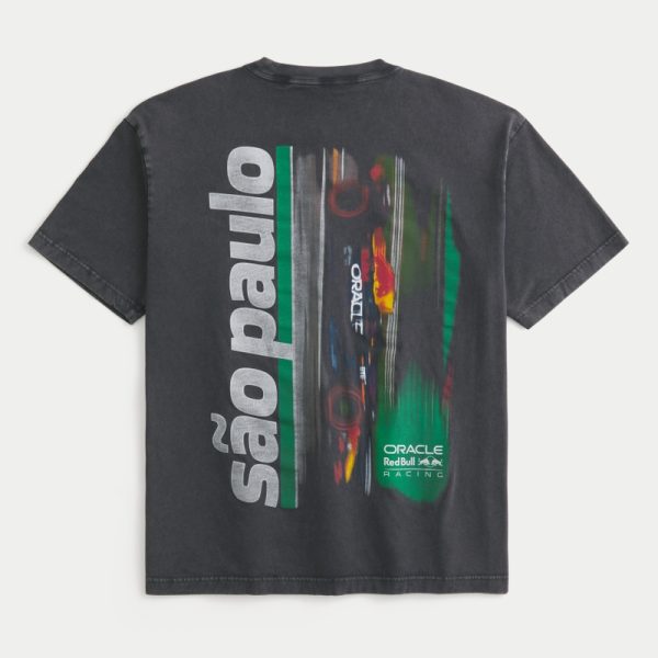 Boxy Oracle Red Bull Racing Graphic Tee - washed black