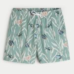 Mid-Thigh Volley Swim Trunks - green print