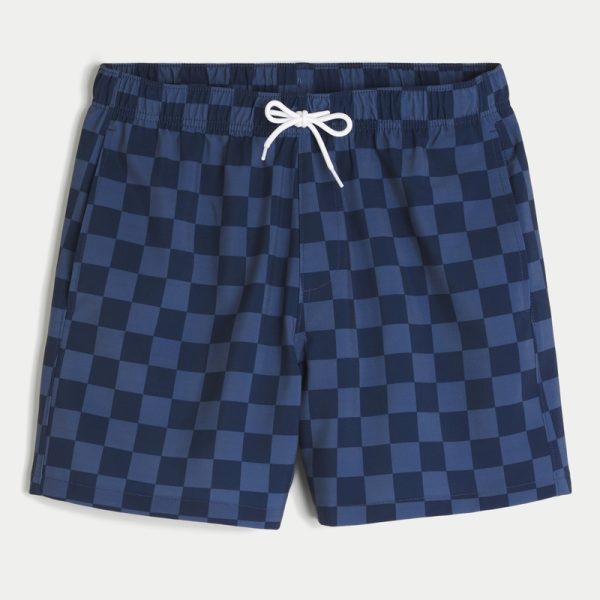Mid-Thigh Volley Swim Trunks - navy check
