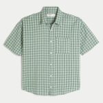 Baggy Short-Sleeve Shirt - green plaid