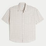 Baggy Short-Sleeve Shirt - tan plaid