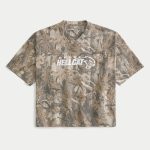 Baggy Heavyweight Crop Dodge Graphic Camo Tee - light brown camo