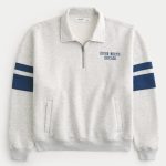 Boxy Half-Zip Chicago Graphic Sweatshirt - light heather gray