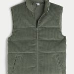 Reversible Corduroy Puffer Vest - olive
