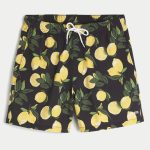 Mid-Thigh Volley Swim Trunks - black print