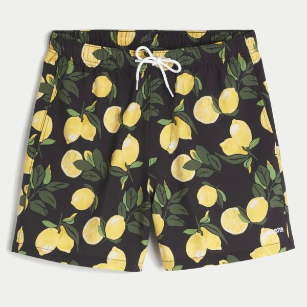 Mid-Thigh Volley Swim Trunks - black print