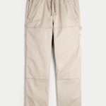 Straight Pull-On Pants - cream