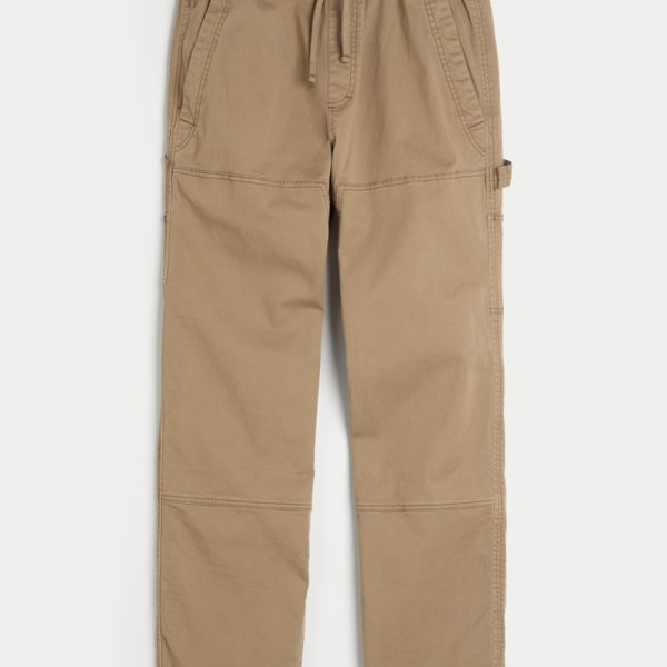 Straight Pull-On Pants - khaki