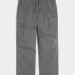 Baggy Cargo Pull-On Pants - dark gray