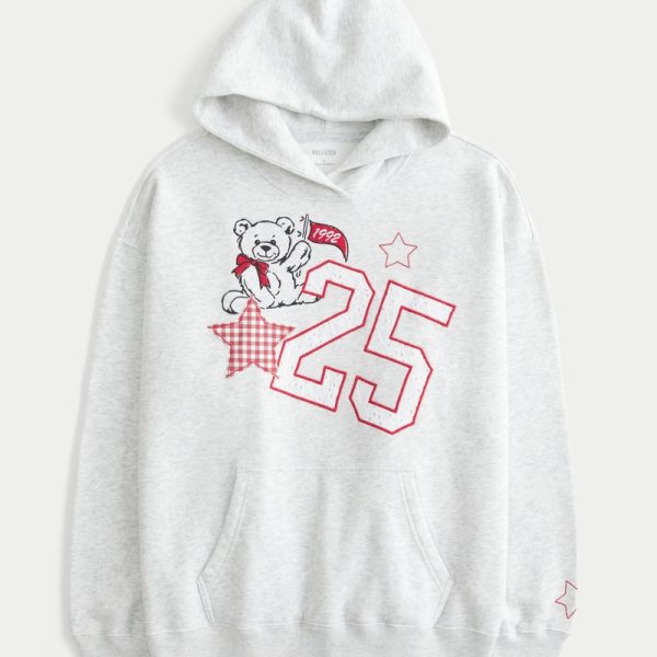 Oversized NY Graphic Hoodie - light heather grey