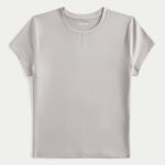 Soft Stretch Seamless Fabric Crew Baby Tee - warm grey