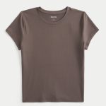 Soft Stretch Seamless Fabric Crew Baby Tee - chocolate