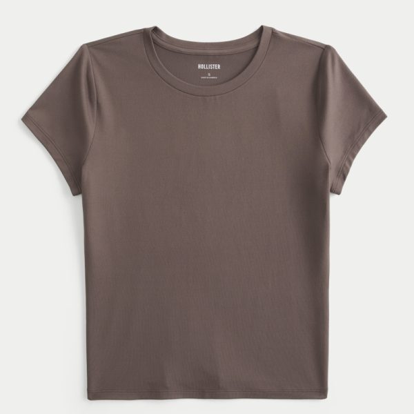 Soft Stretch Seamless Fabric Crew Baby Tee - chocolate