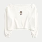Easy Graphic Double Off-the-Shoulder Sweatshirt - cloud white