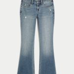 Low-Rise Light Wash Boot Jeans - medium ripped