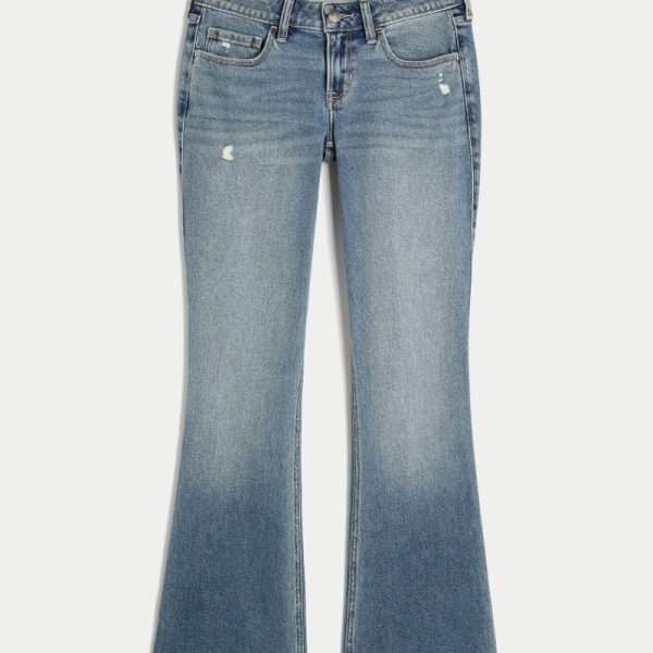 Low-Rise Medium Wash Boot Jeans - medium ripped