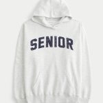Oversized Senior Graphic Hoodie - light heather grey