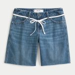 Low-Rise Dark Rinse Wash Baggy Jort - dark