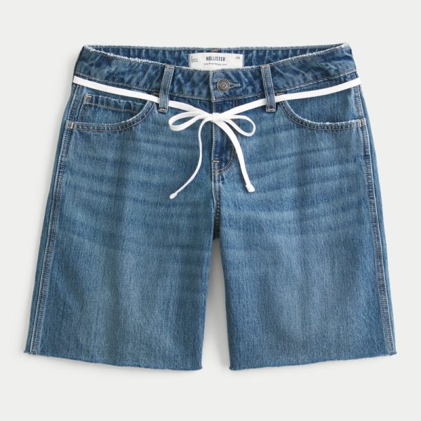 Low-Rise Dark Rinse Wash Baggy Jort - dark