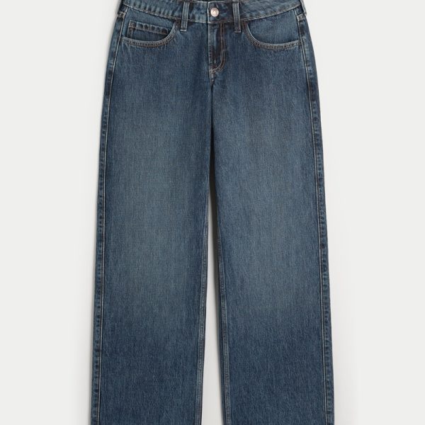 Low-Rise Camo Baggy Jeans - dark