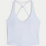 Gilly Hicks Active Recharge Halter Tank - powder blue check