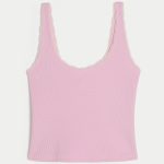 Gilly Hicks Cozy Waffle Lace Trim Tank - blush pink