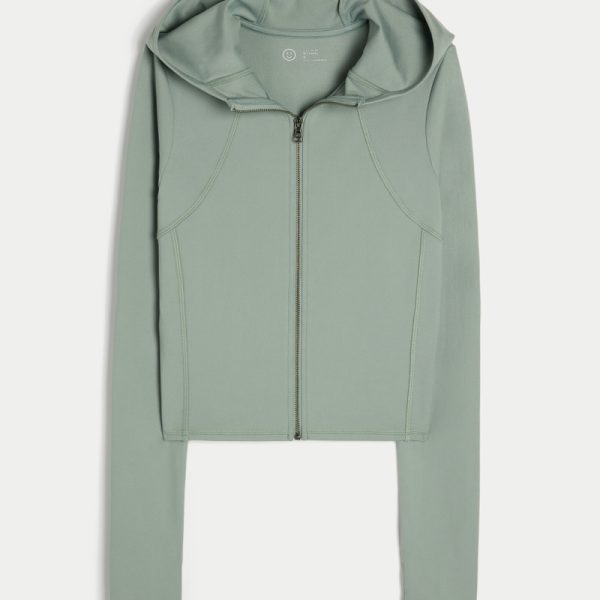 Gilly Hicks Active Recharge Zip-Up Hoodie - glacier green