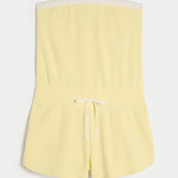 Gilly Hicks Cozy Strapless Waffle Onesie - buttercream