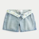 Low-Rise Washed Black Baggy Denim Shorts 5" - light