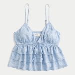 Easy Tiered Blouse - light blue floral