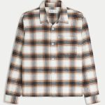 Boxy Flannel Shirt - cream plaid