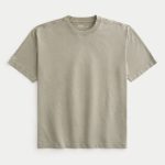 Boxy Heavyweight Washed Crew T-Shirt - washed light olive